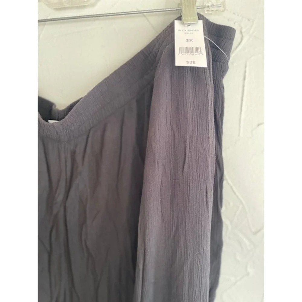 Pants 3X Light Black Viscose Pull On Pockets Wide Leg NWT